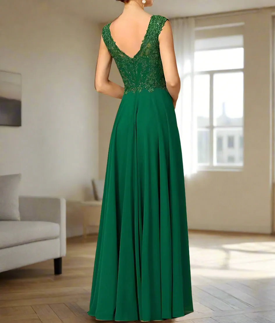 Sleeveless Scoop Neck Chiffon A-Line Mother of the Bride Dress