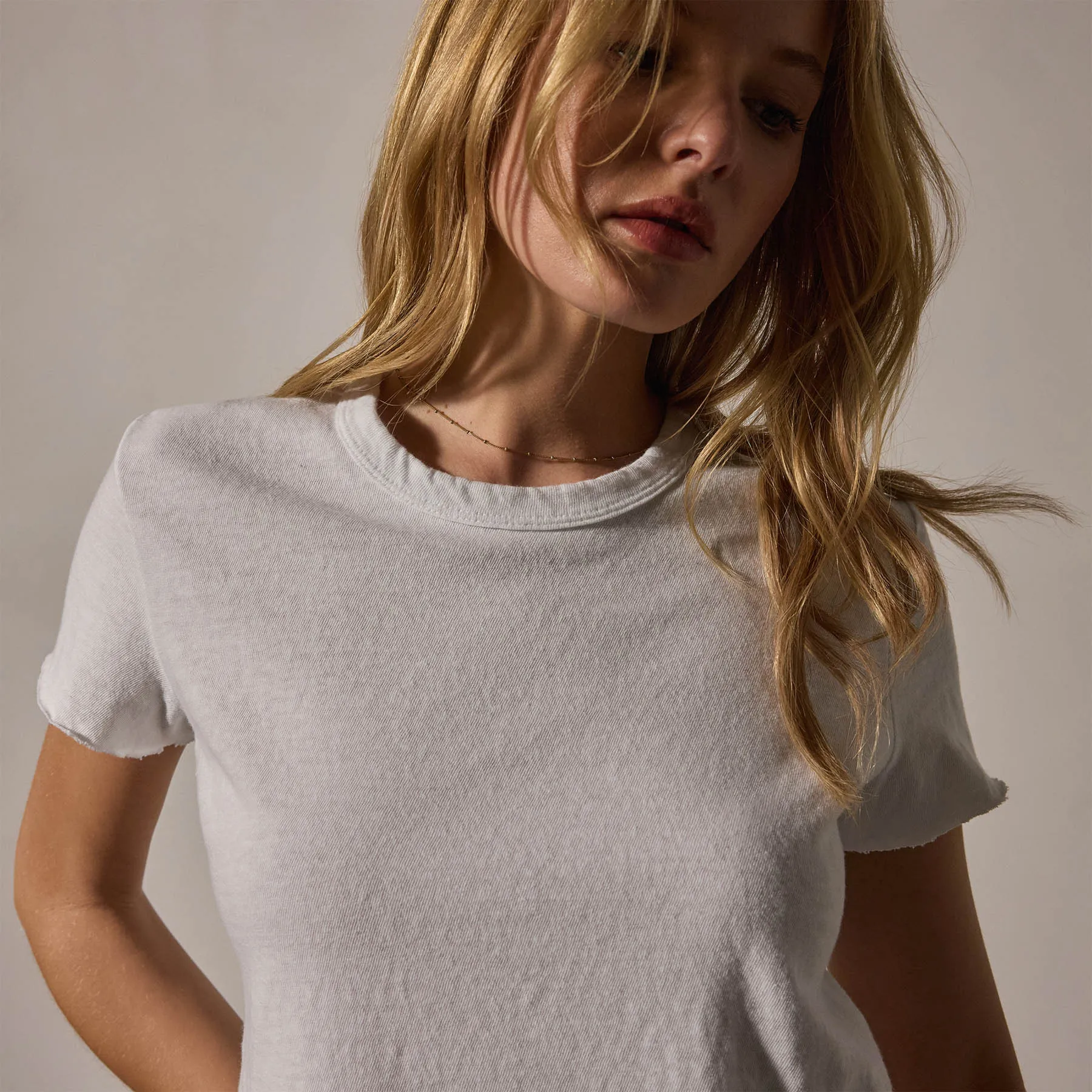 Slub Jersey Shrunken Tee - White