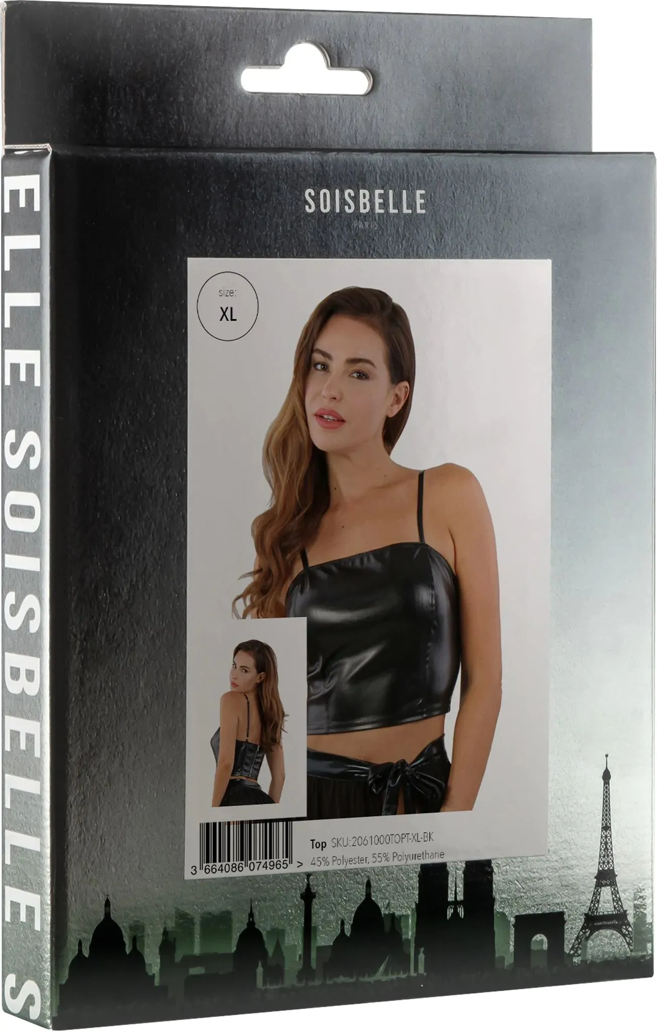 Soisbelle Paris - Leatherlook Top met rits achter - Maat XL - Zwart