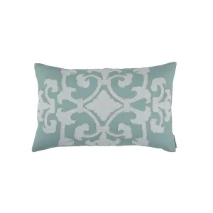 Spa Linen and White Appliqué Pillow