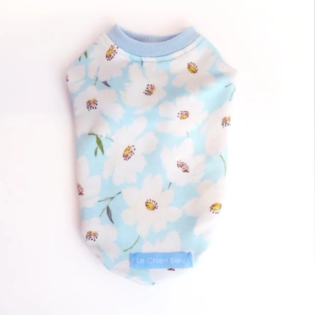 Spring Anemone Sleeveless Dog Top in Light Blue