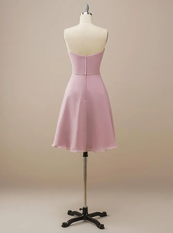Strapless Short Chiffon Bridesmaid Dress BM219
