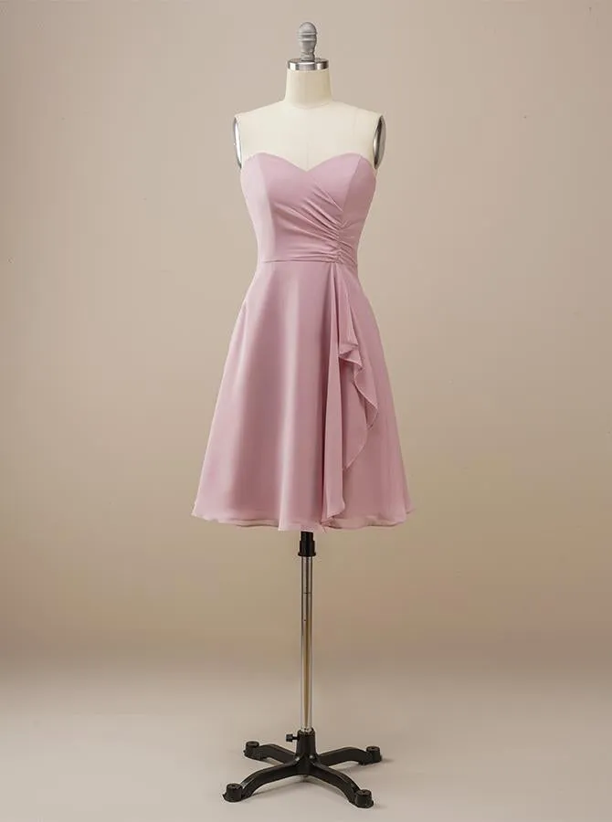 Strapless Short Chiffon Bridesmaid Dress BM219