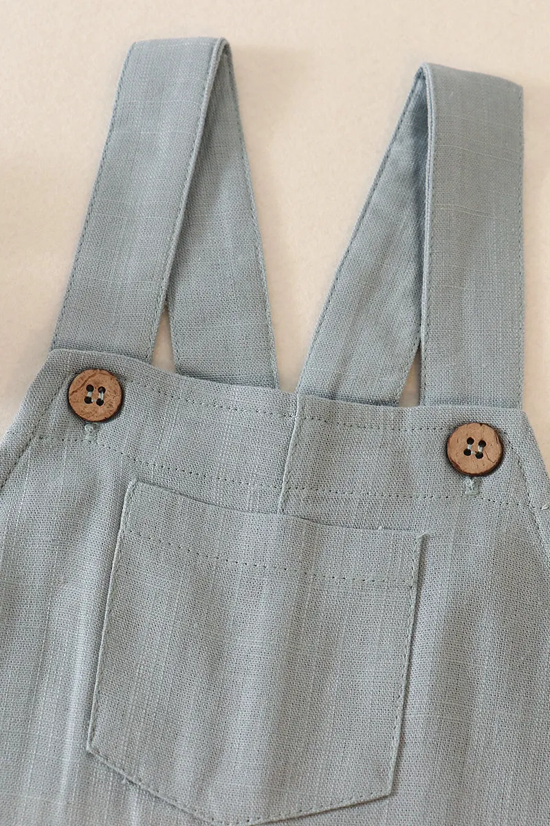 Teal linen boy pocket jonjon
