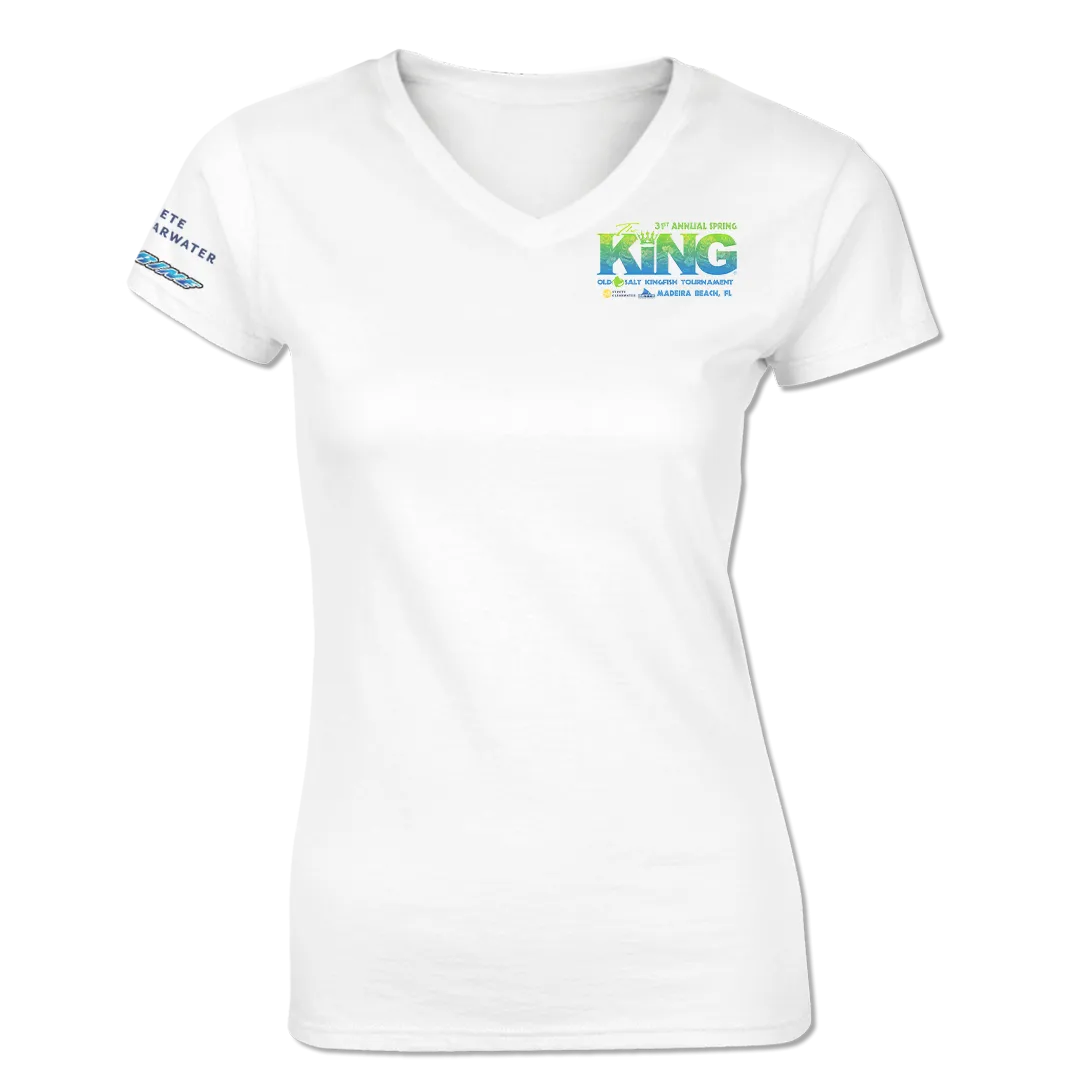 The KING - Spring 2024 - Ladies Short Sleeve V-Neck Shirt - White