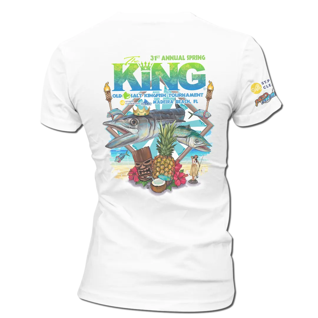 The KING - Spring 2024 - Ladies Short Sleeve V-Neck Shirt - White
