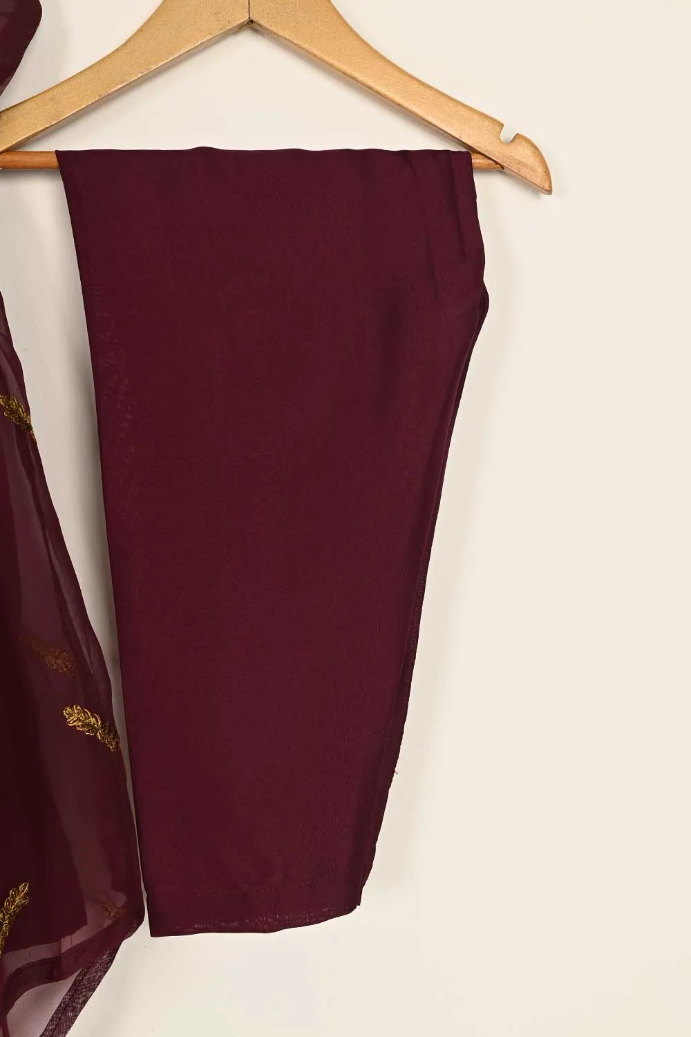 TKF-116- Maroon - Kids 3Pc Chiffon Embroidered Dress