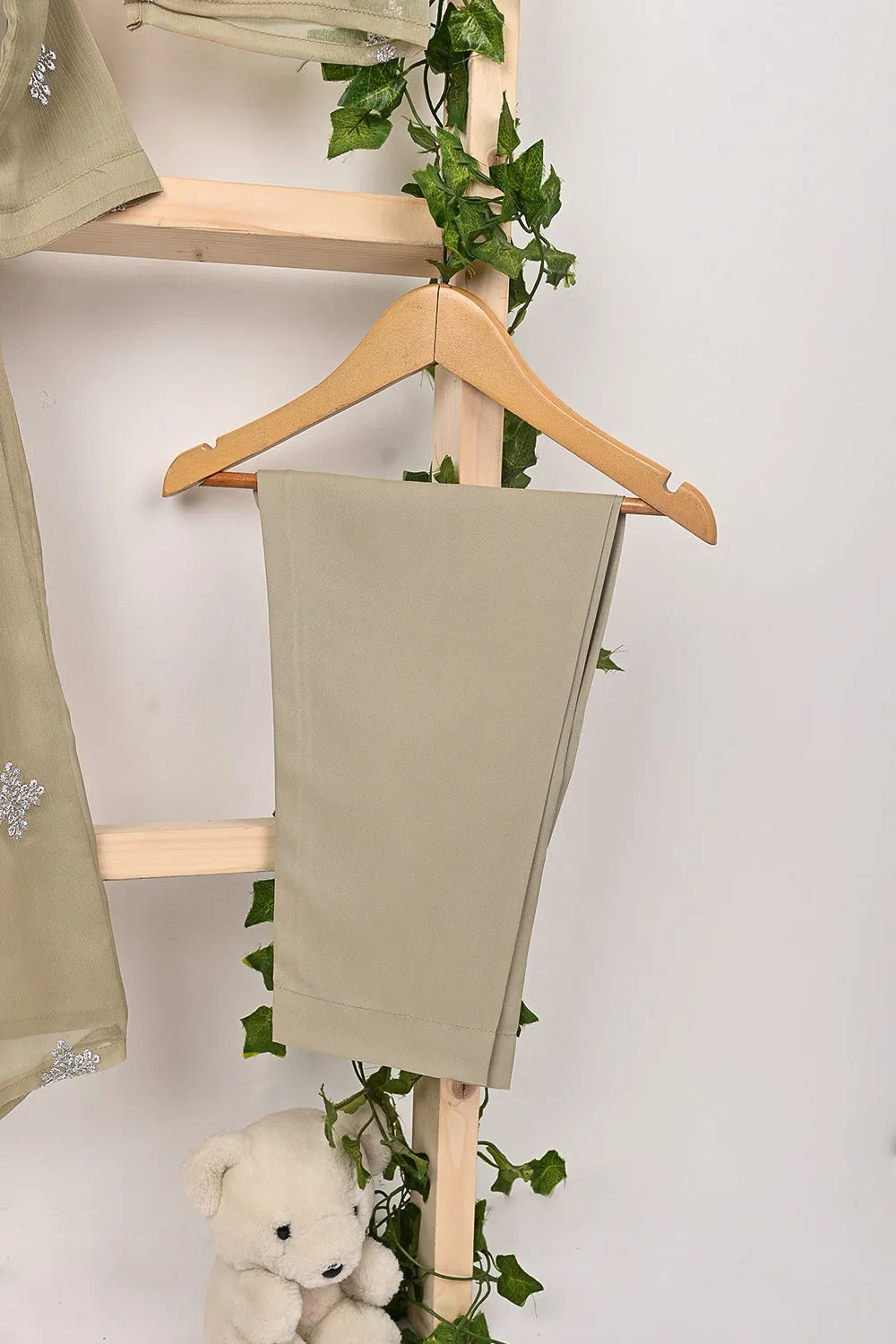 TKF-323-Beige - Kids 3Pc Ready to Wear Chiffon Embroidered Frock