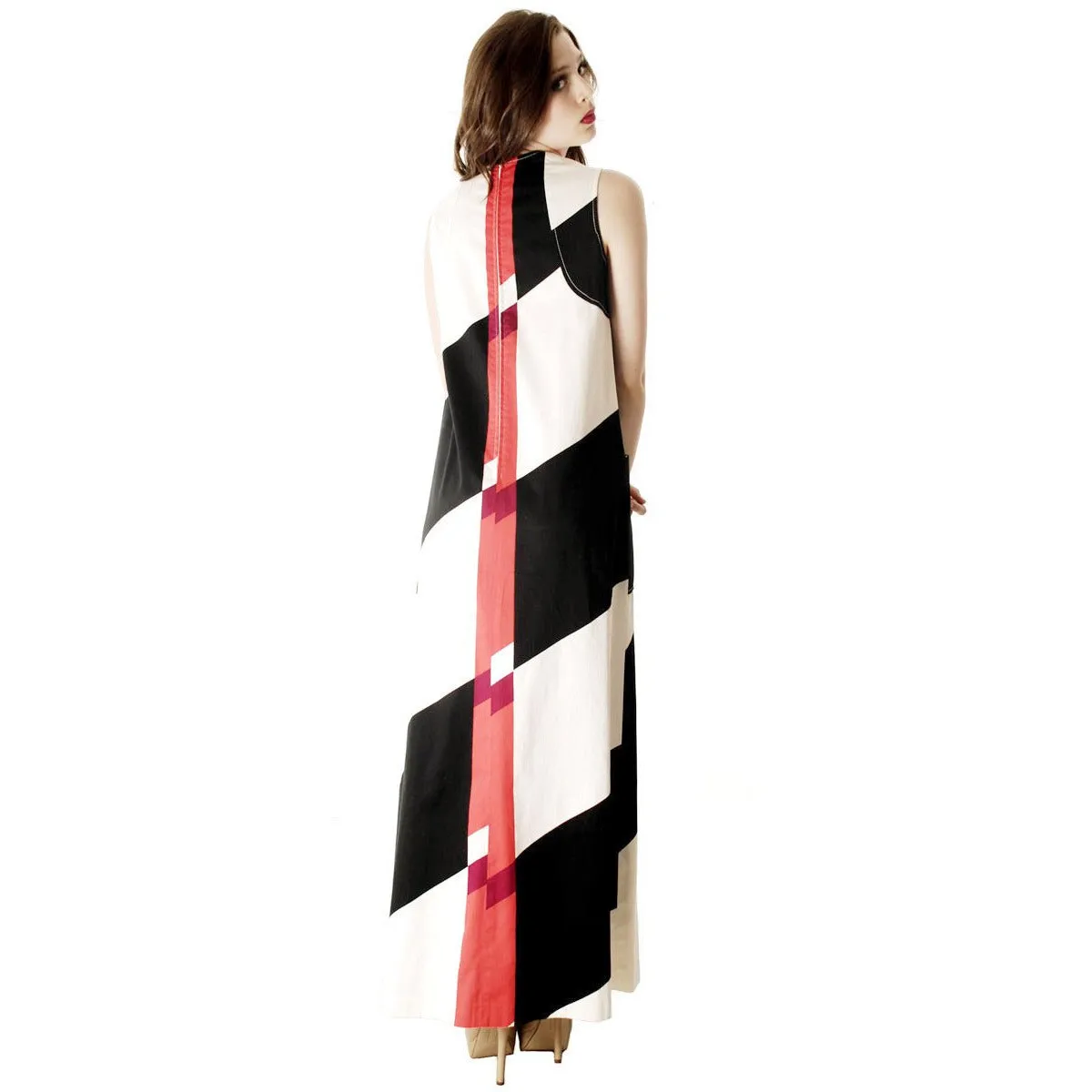 Vintage 1970s Diakonaalirytmit 100% Cotton Tampella Jumper Maxi Dress Finnish 1970s RARE M