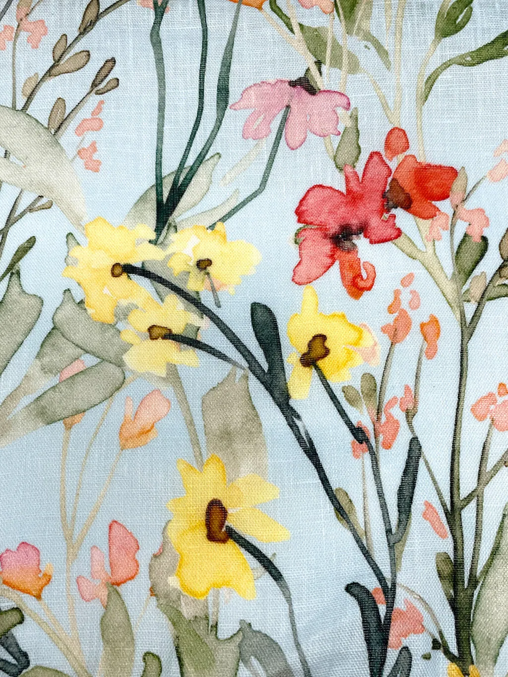 Water Color Floral Light Weight 100% Linen Fabric By The Yard/CL1117
