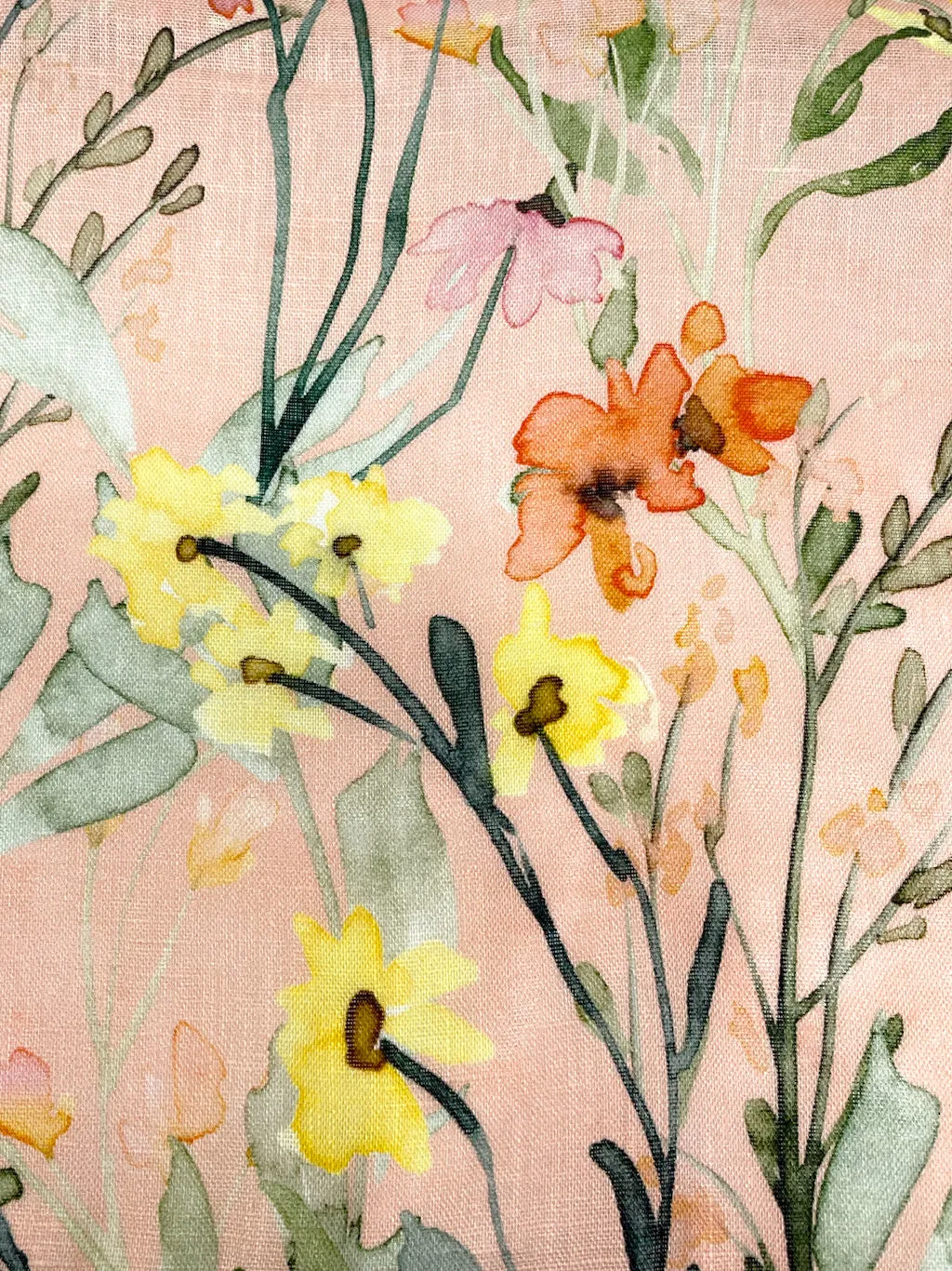 Water Color Floral Light Weight 100% Linen Fabric By The Yard/CL1117