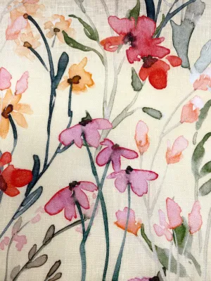 Water Color Floral Light Weight 100% Linen Fabric By The Yard/CL1117