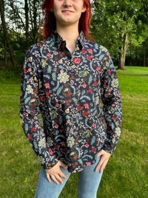 Western style Cowgirl print & patch shirt