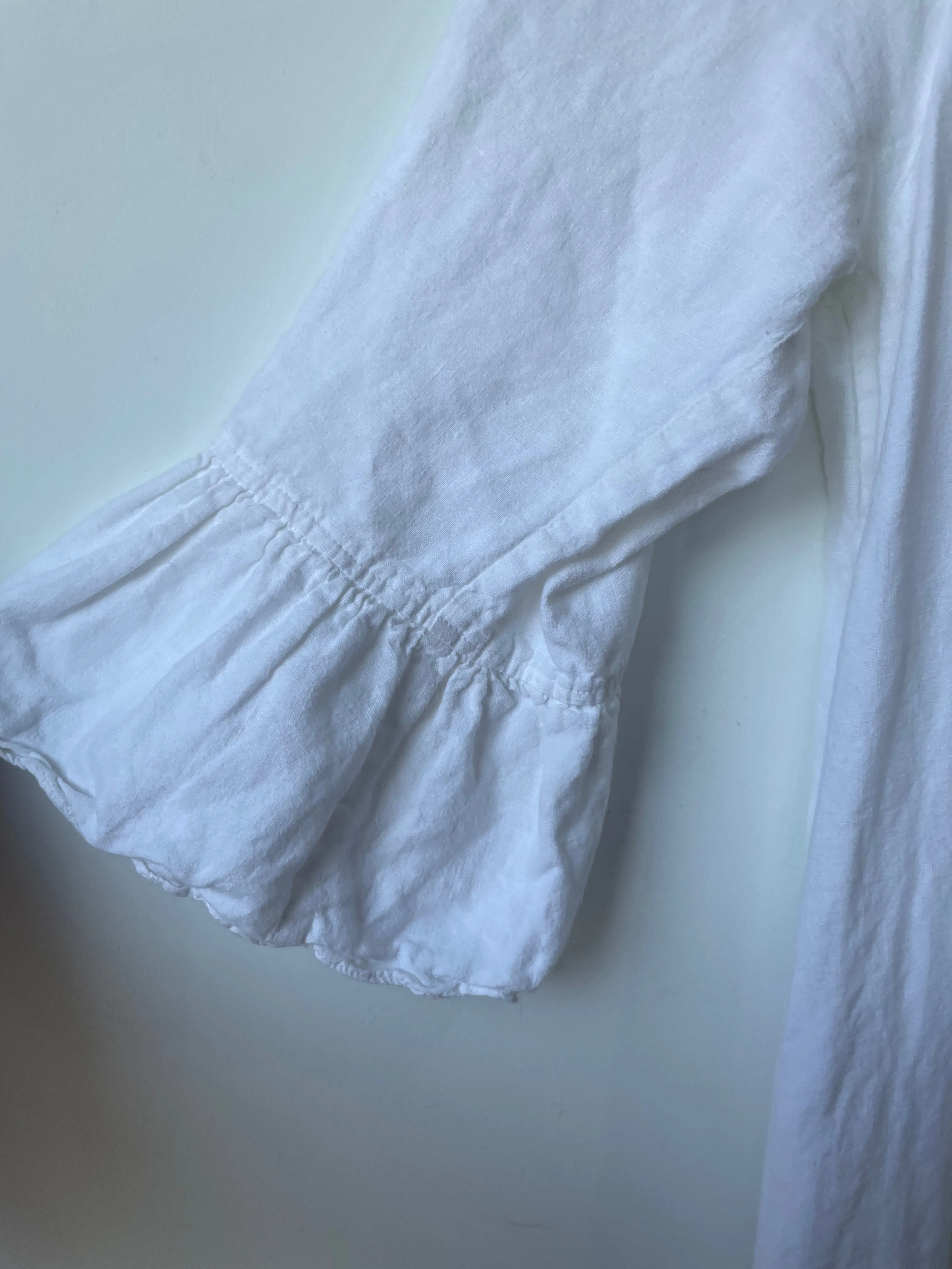 White Linen Ruffled Maxi Dress