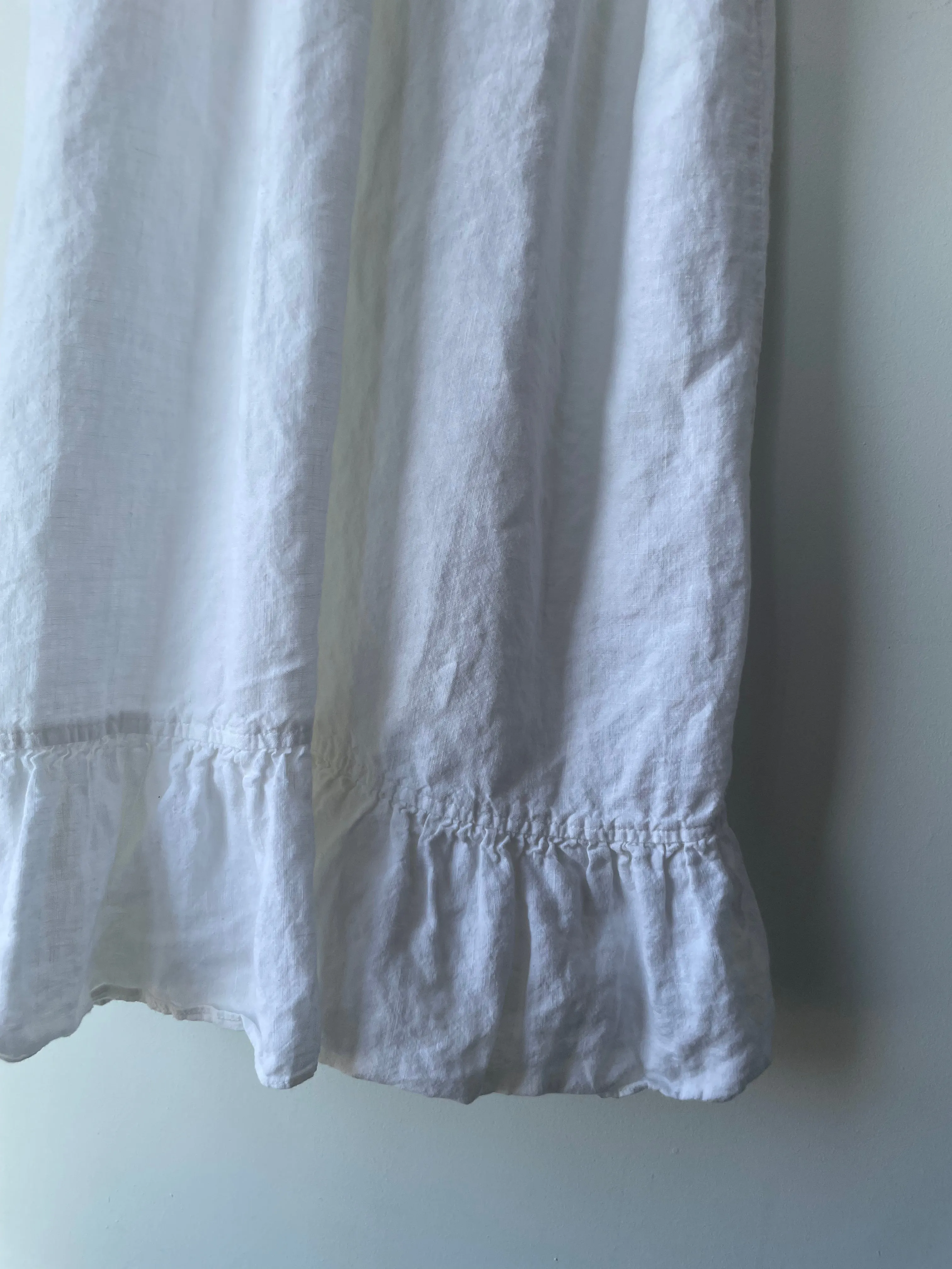 White Linen Ruffled Maxi Dress