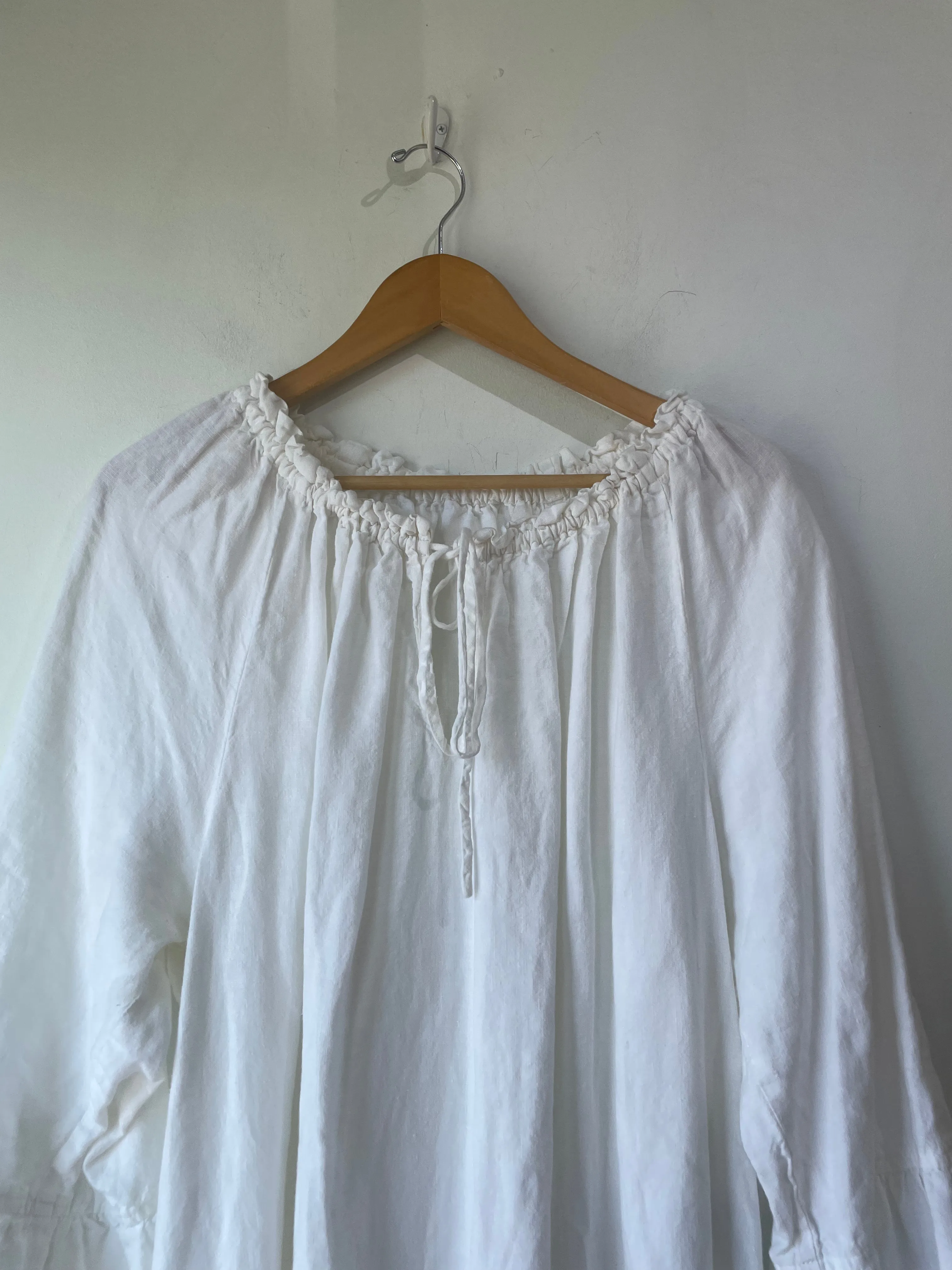 White Linen Ruffled Maxi Dress