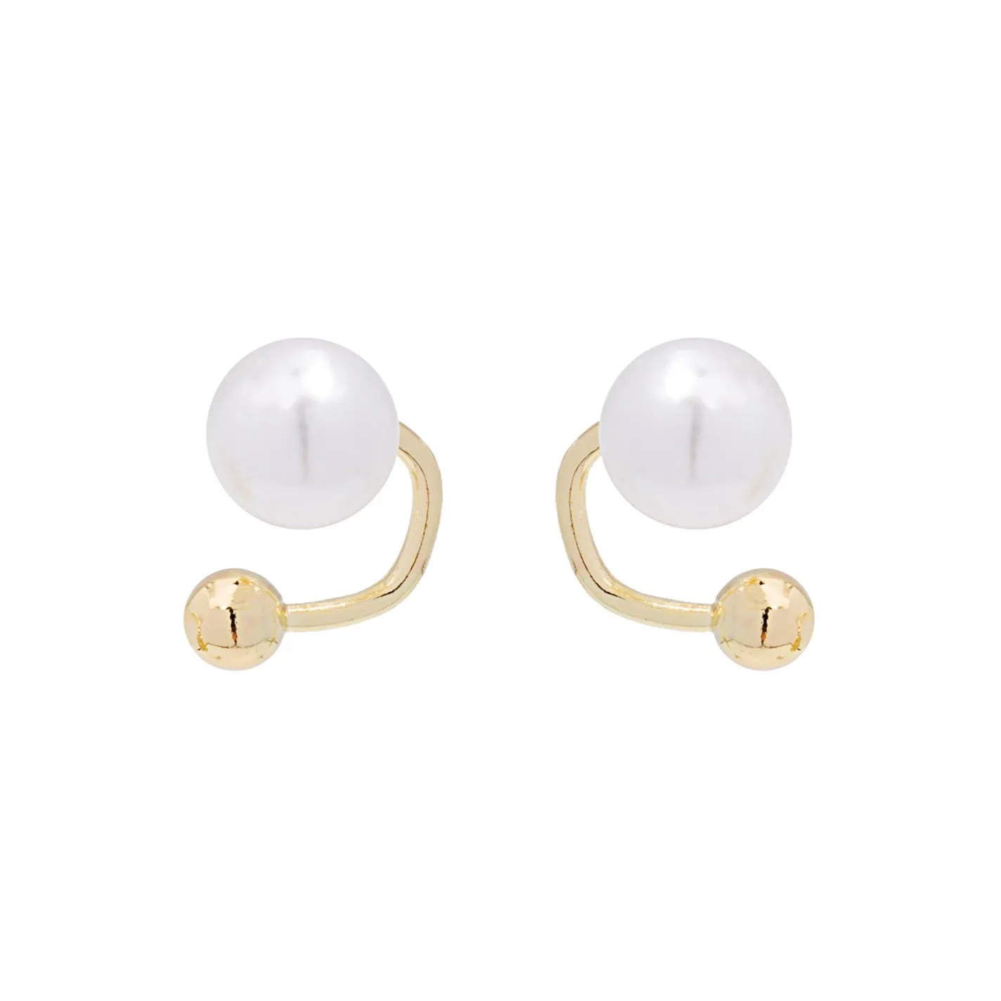 White Pearl & 18K Gold-Plated U-Shaped Ear Jackets