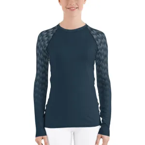 White Trees and Polar Bears on Blue Background - Women's Rash Guard