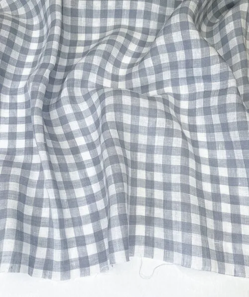 White/Dove Checker- Linen - 1/2 metre