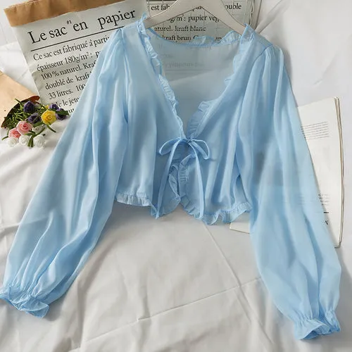 Women Casual Lace Bow Summer Sun Protection Clothes Female Shirt Clothing Tops Blouse