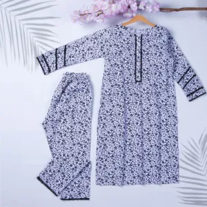 Women's 2Pcs Printed Suit Color White-Black