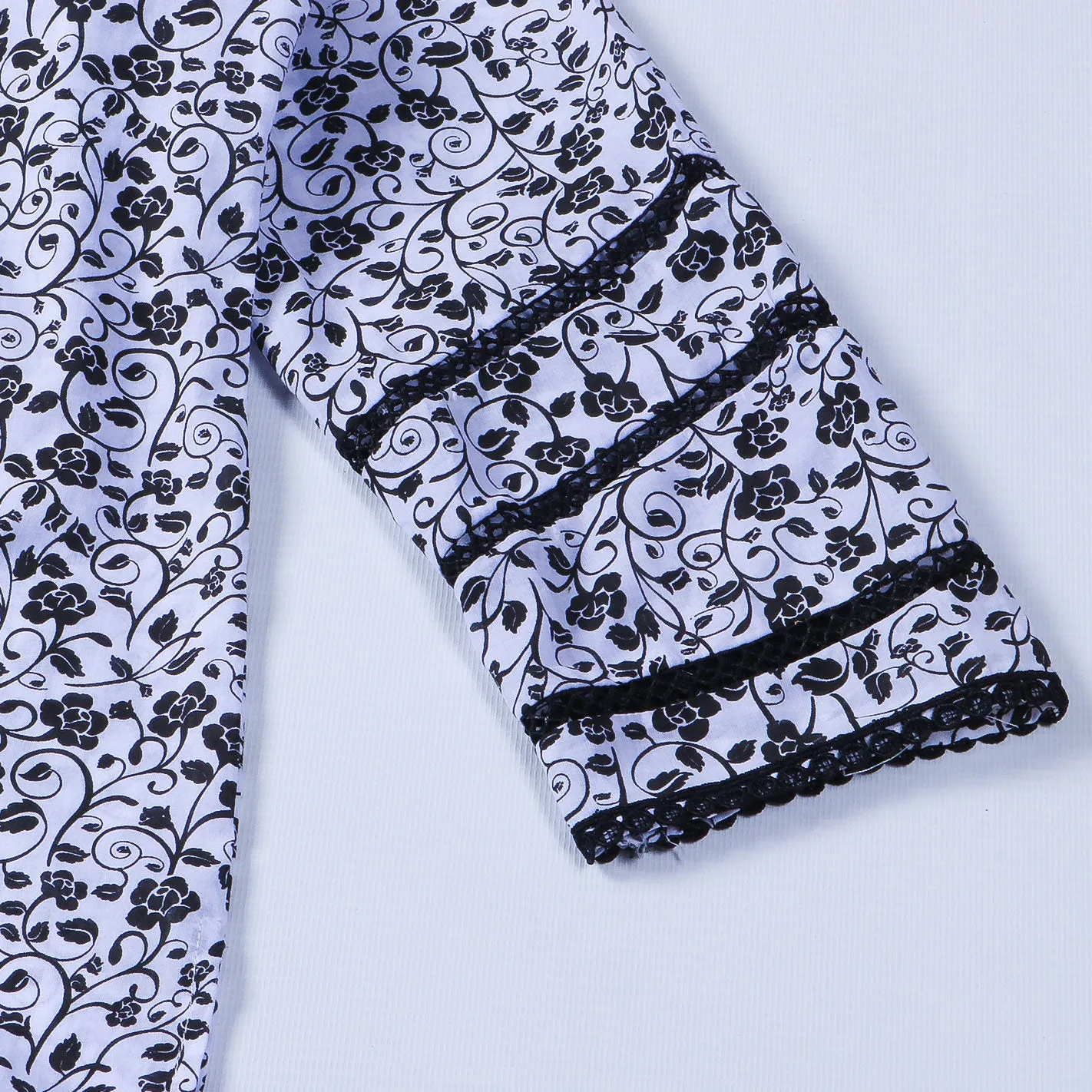 Women's 2Pcs Printed Suit Color White-Black