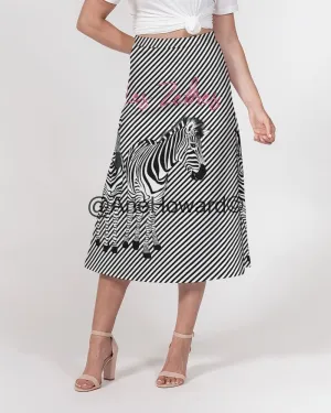 Women's A-Line Midi Skirt 2 Zebras