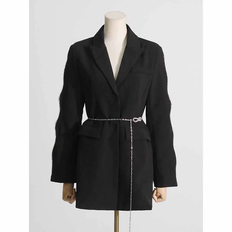 Women's Black Crystal-embellished Blazer Dress