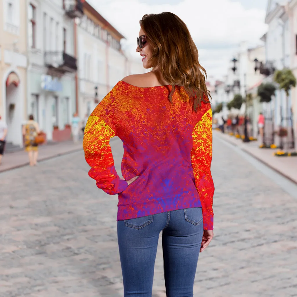 Women's Colorful Vibes Off Shoulder Sweater