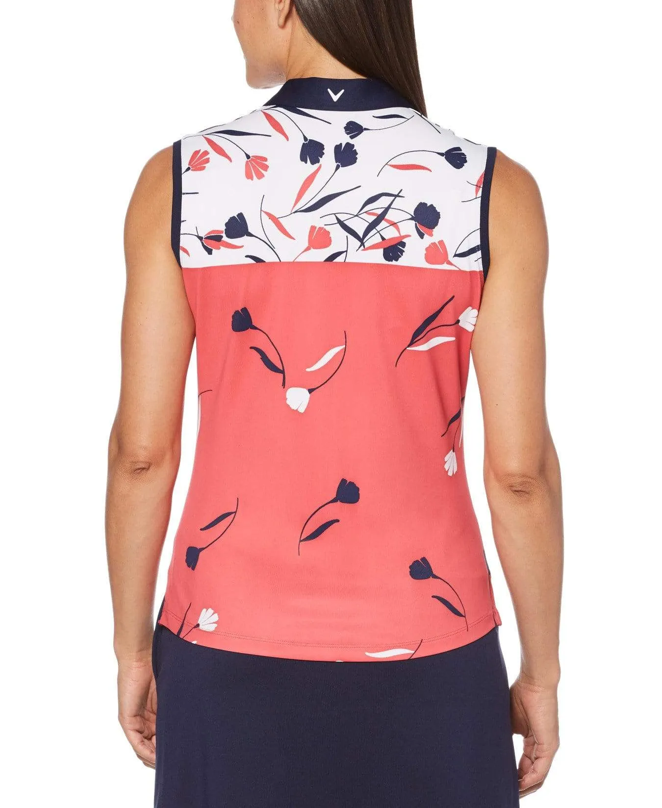 Womens Engineered Floral Print Polo