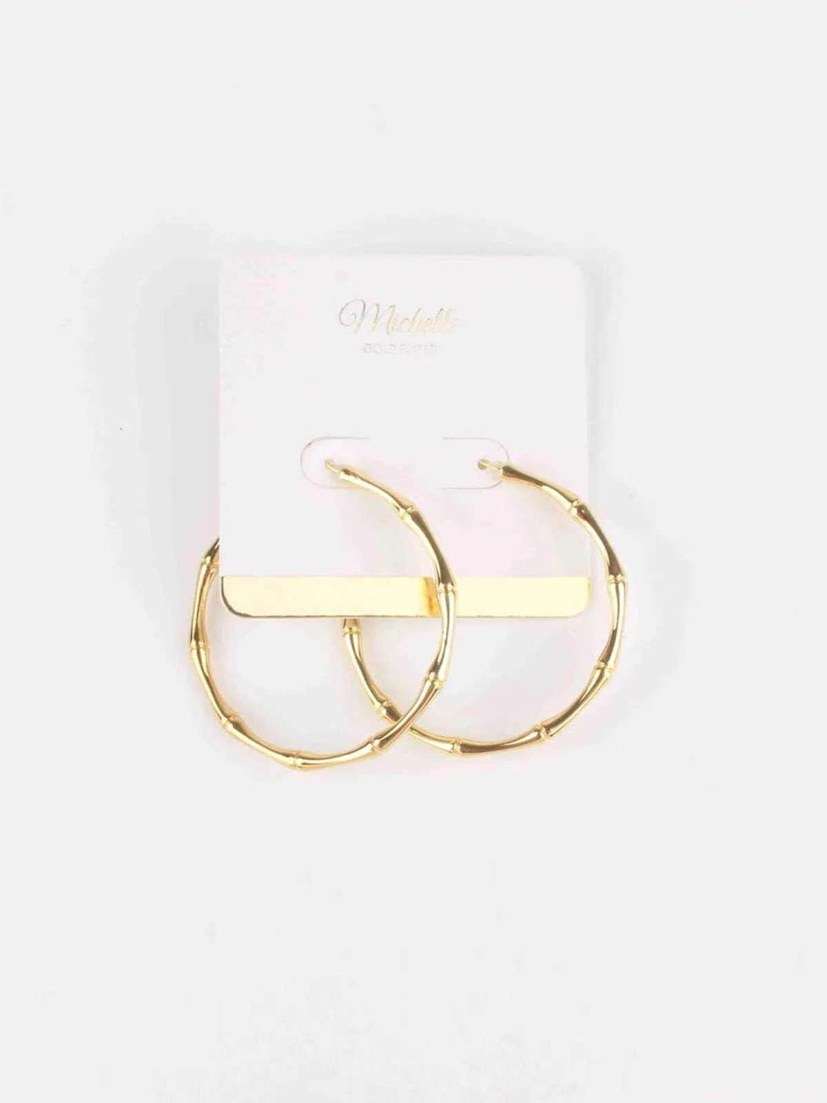 WOMEN'S GOLD BAMBOO HOOPS EARRINGS