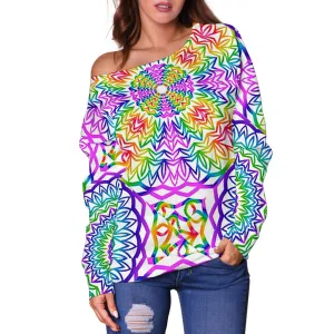 Women's Happy Chakras Off Shoulder Sweater