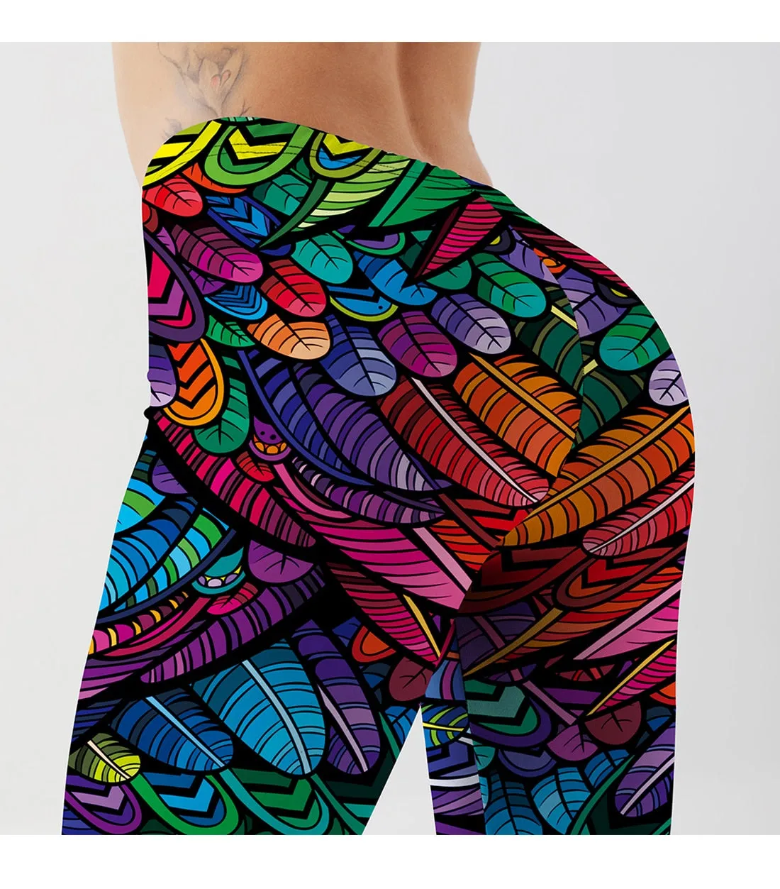 Women's Leggings Color Feathers Printed