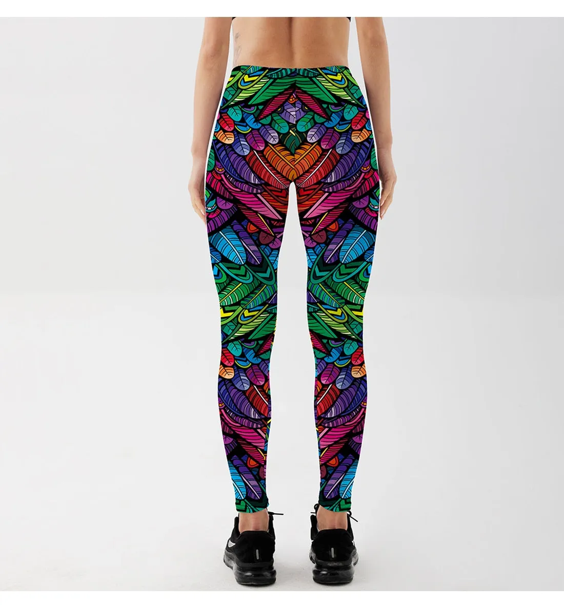 Women's Leggings Color Feathers Printed