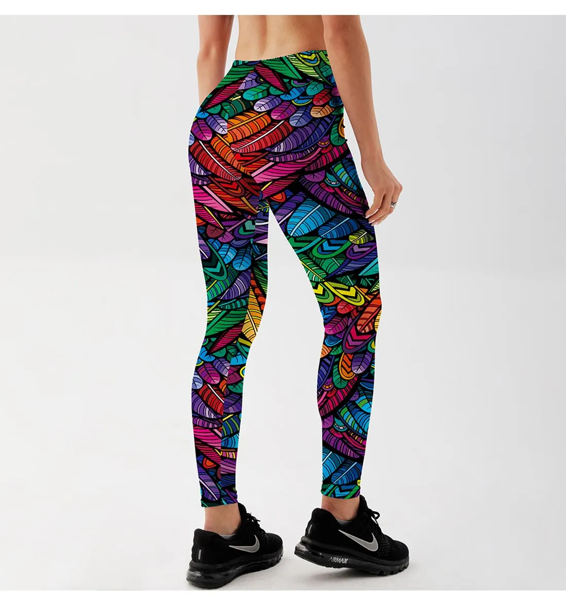 Women's Leggings Color Feathers Printed