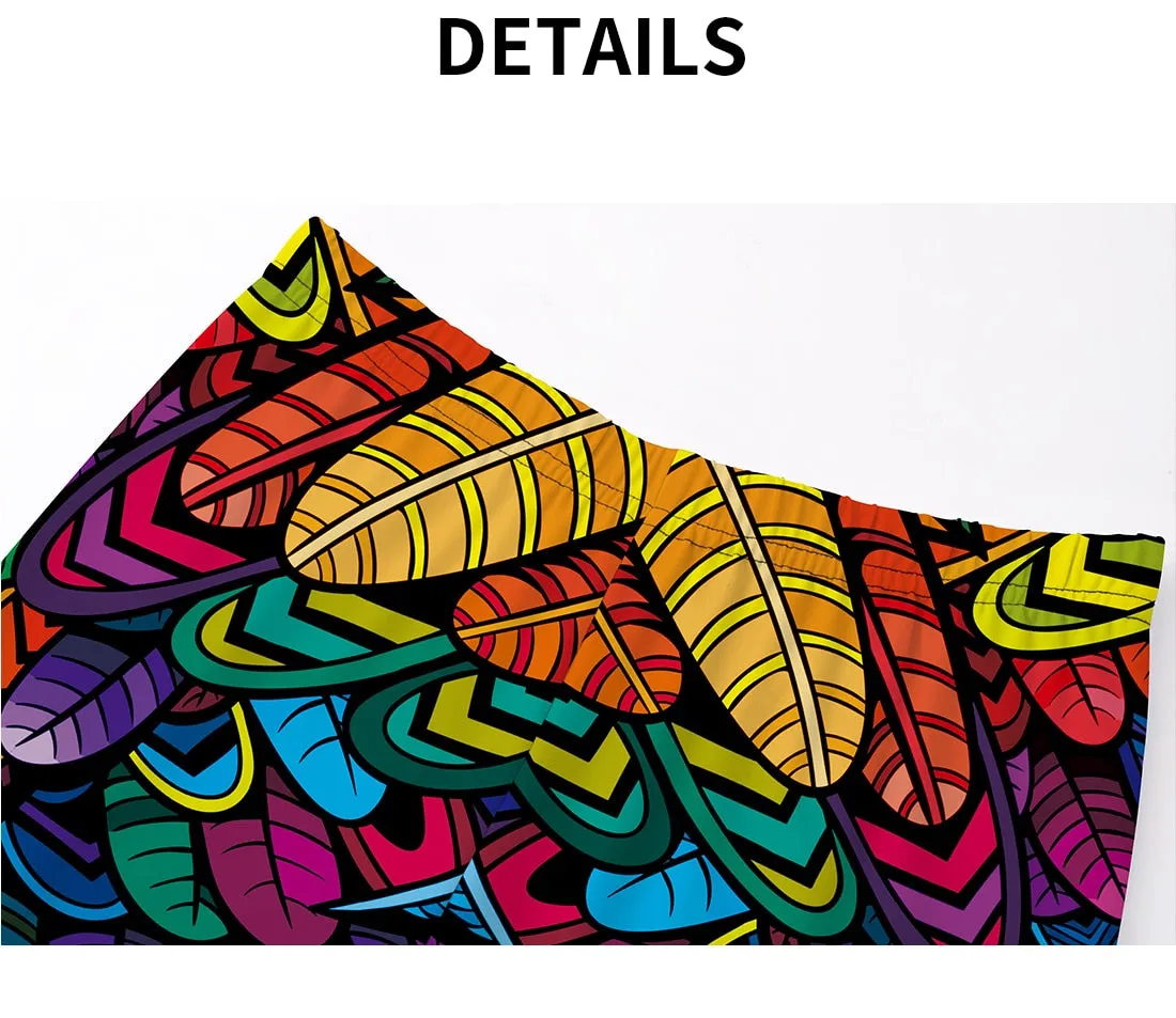 Women's Leggings Color Feathers Printed