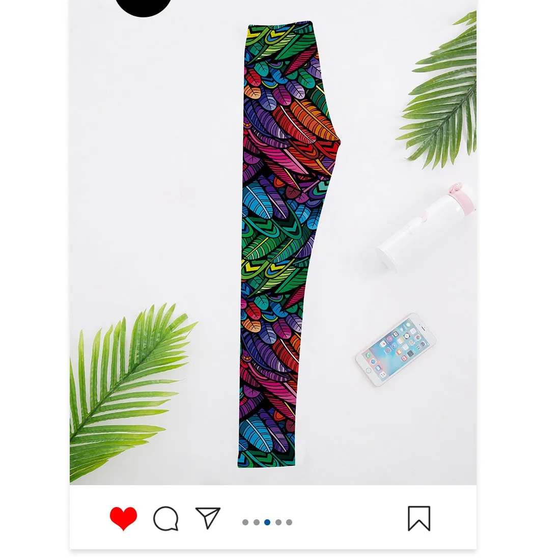 Women's Leggings Color Feathers Printed