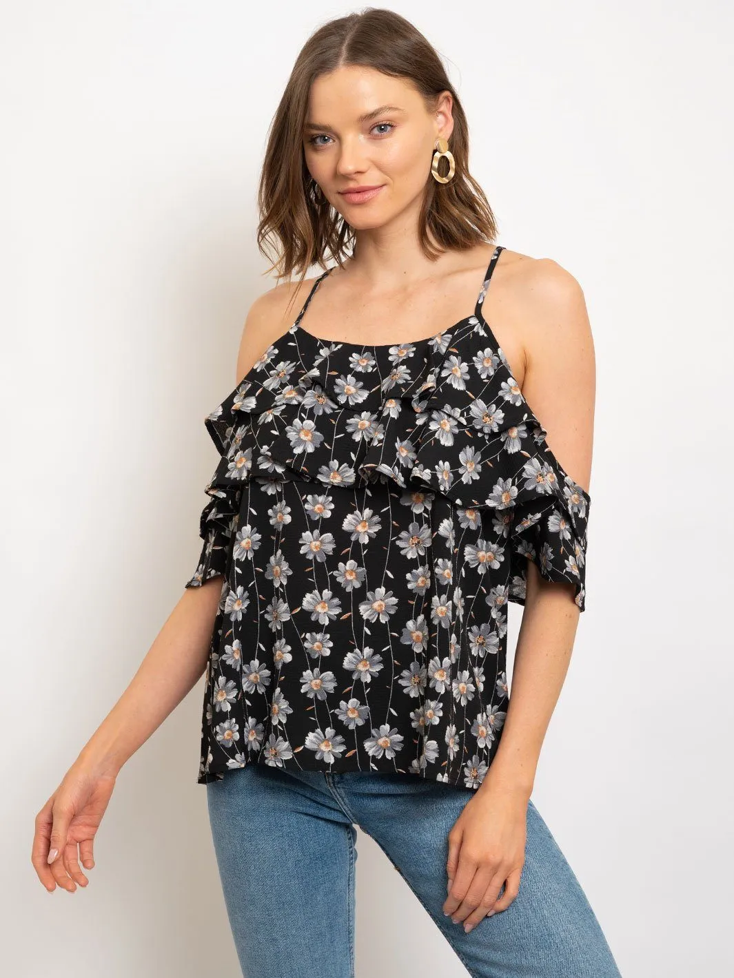 WOMEN'S OFF SHOULDER FLORAL TOP