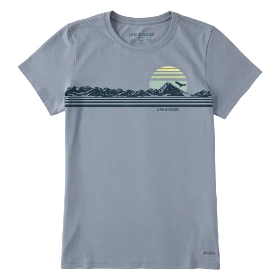 Women's Retro Mountain Scape Crusher Tee - Stone Blue - 115013