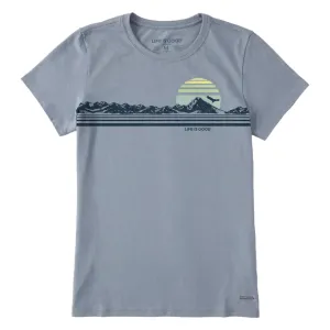 Women's Retro Mountain Scape Crusher Tee - Stone Blue - 115013