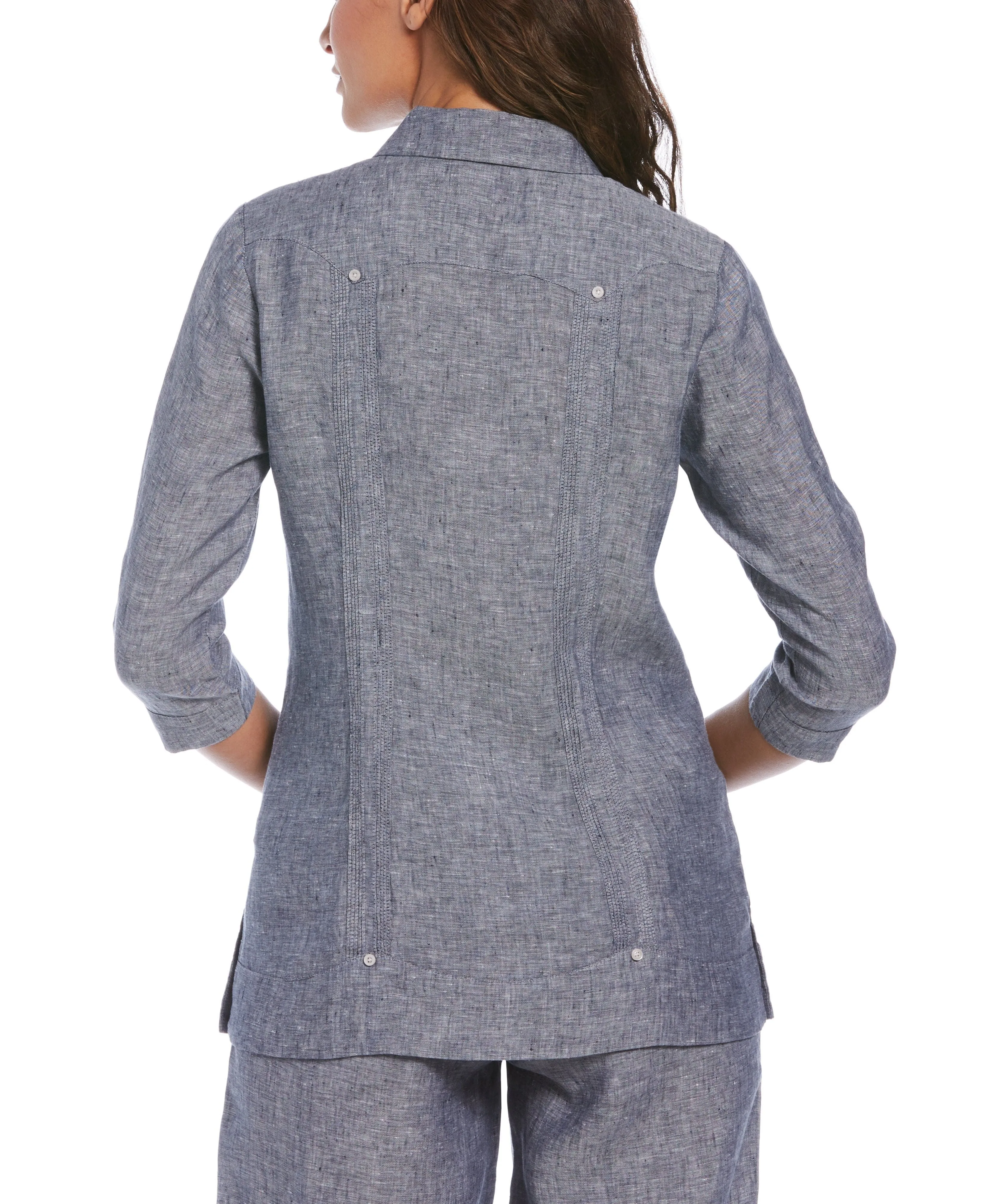 Women's Two-Tone Linen Guayabera Shirt
