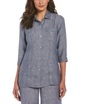 Women's Two-Tone Linen Guayabera Shirt