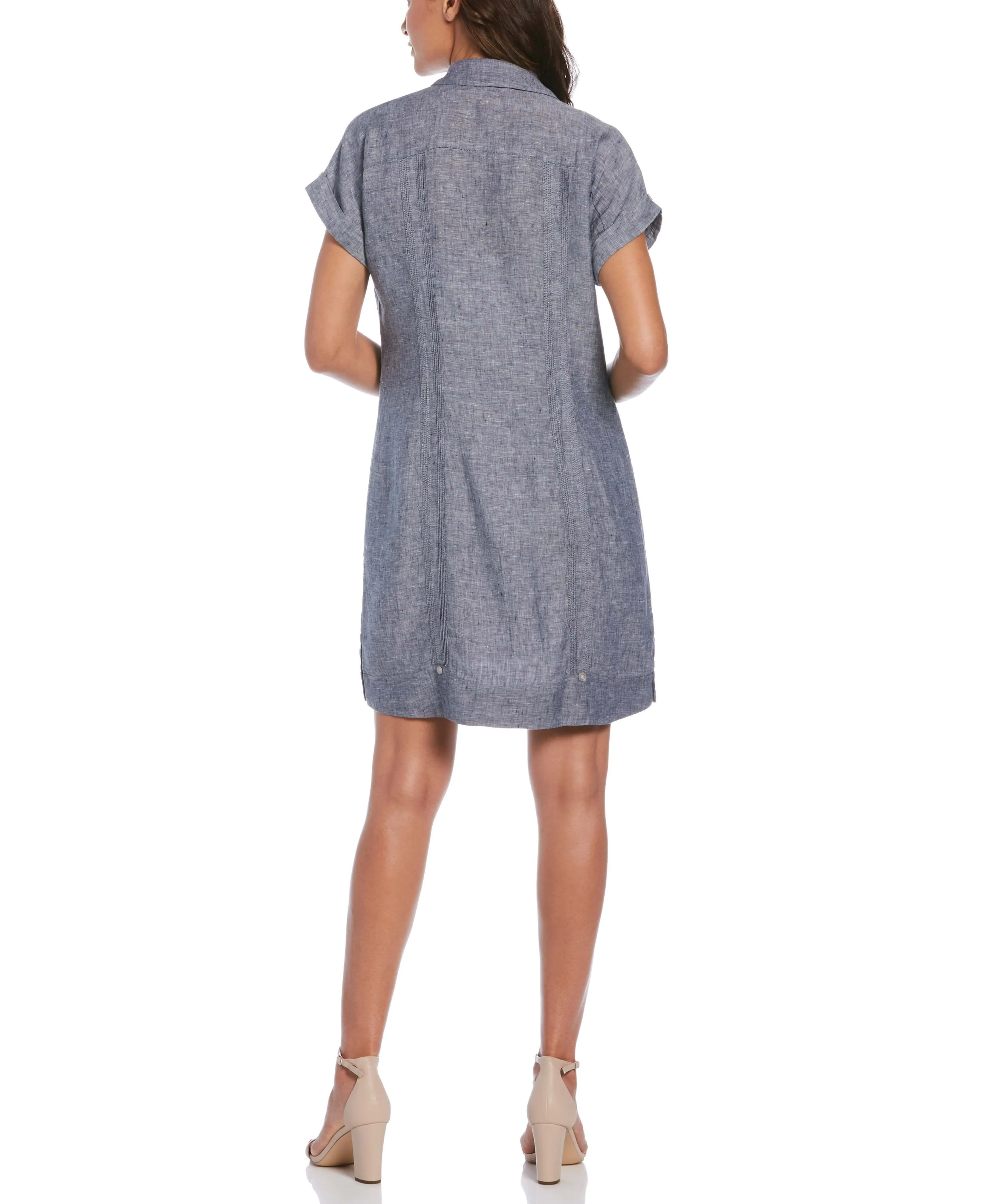 Women's Two-Tone Two-Pocket Linen Guayabera Dress