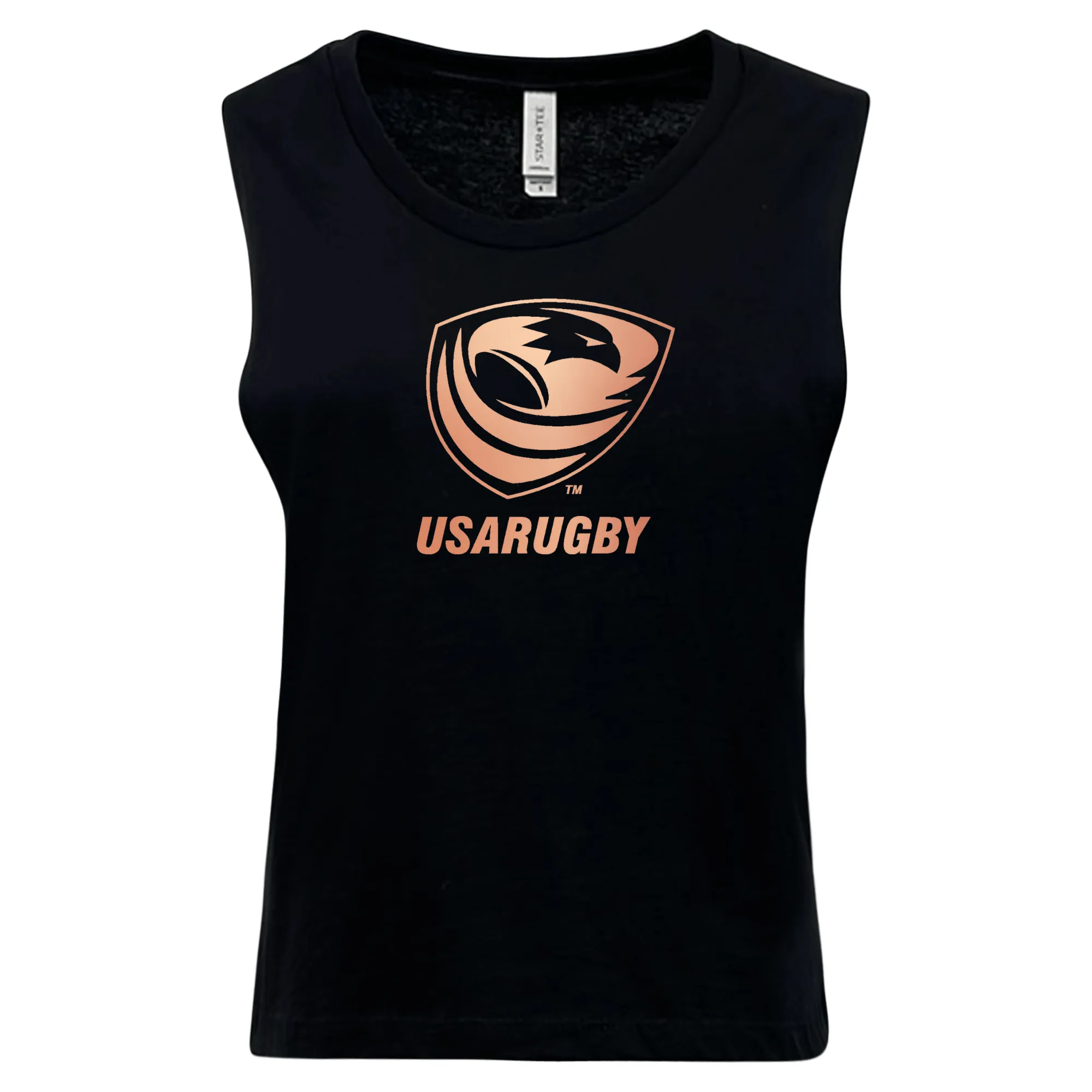 Women's USA Rugby Bronze Cotton Muscle Crop Tank