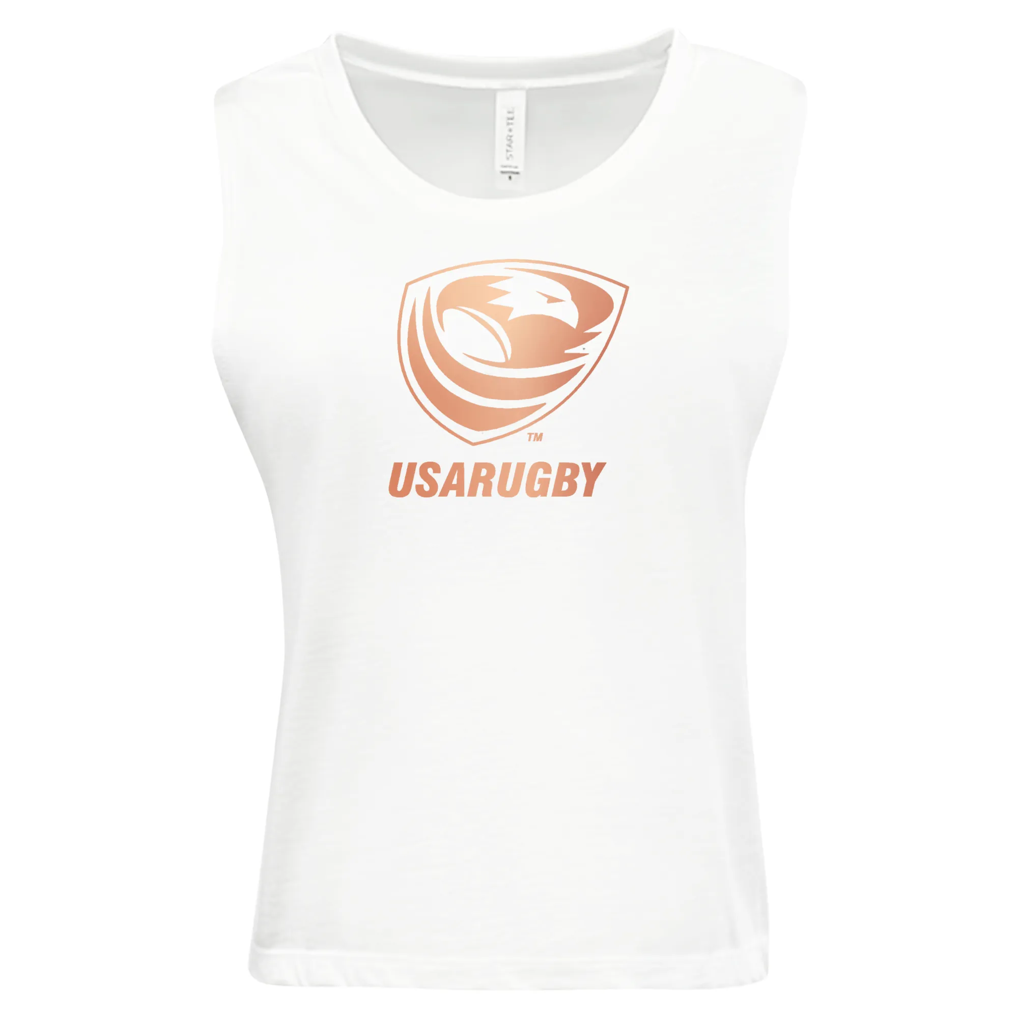 Women's USA Rugby Bronze Cotton Muscle Crop Tank