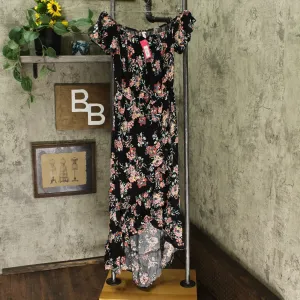 Xhilaration Women's Floral Print Off The Shoulder High-Low Hem Maxi Dress