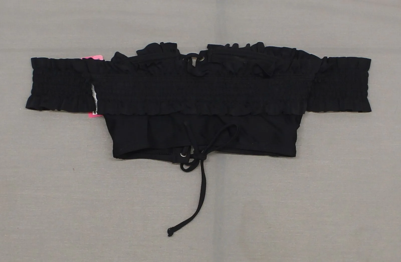 Xhilaration Women's Swimwear Off the Shoulder Smocked Lace Up Bikini Top